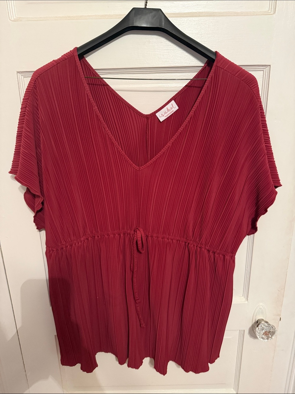 Isabel Maternity by Ingrid & Isabel Pleated V-Neck Maternity Top in Wine Red